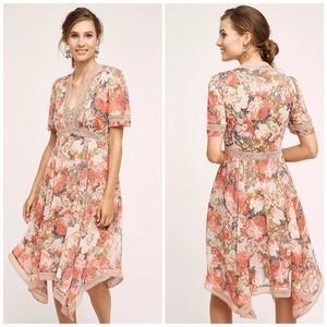 Anthropologie Ranna Gill rose bouquet fit flare dress women’s 4 petite floral
